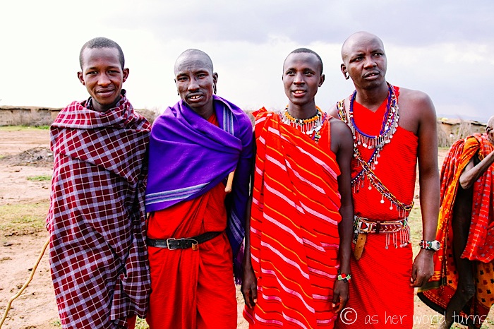 Tribesmen at Masai Mara National Reserve, Kenya. 